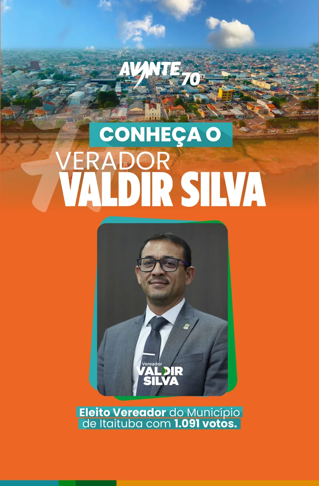 Valdir Silva, vereador eleito por Itaituba pelo Avante 70